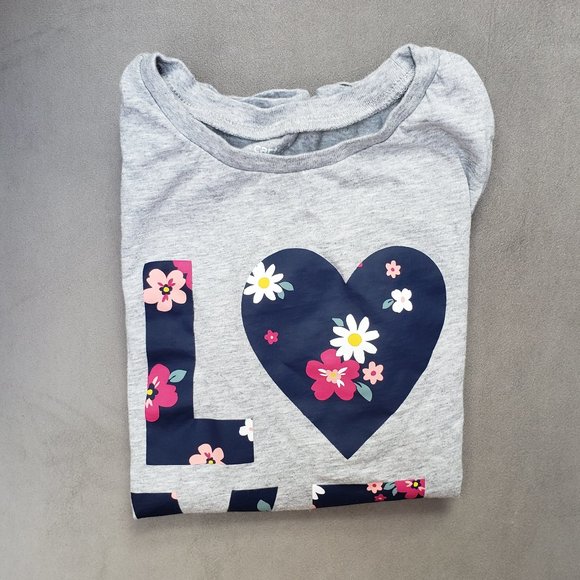 Carter's Kids Girls100% Cotton  LOVE Tee  Gray  Size 12 - Picture 5 of 5